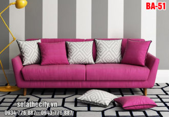 Sofa Băng Nỉ Nhung Màu Tím Hồng