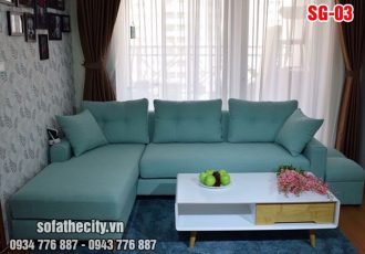 Sofa góc màu xanh cực đẹp